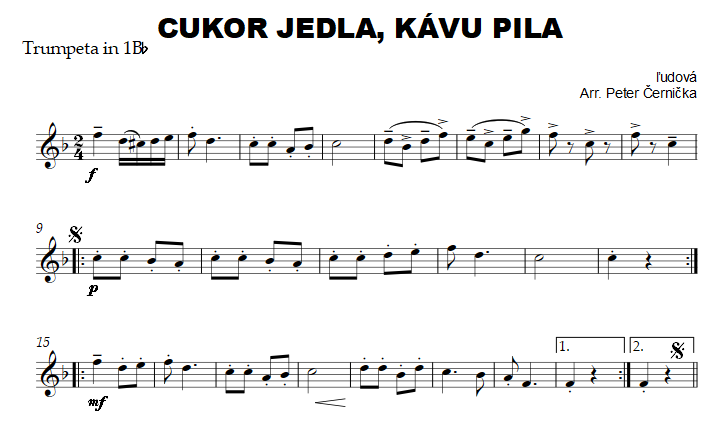 cukor jedla kavu pila noty